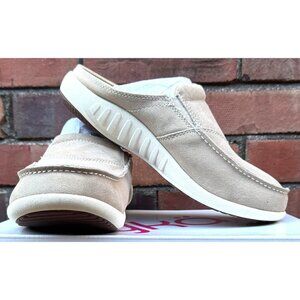 Spenco Women’s Slip-On Mule Shoes Tan Canvas Suede Rubber Sole Orthotic Size 9.5